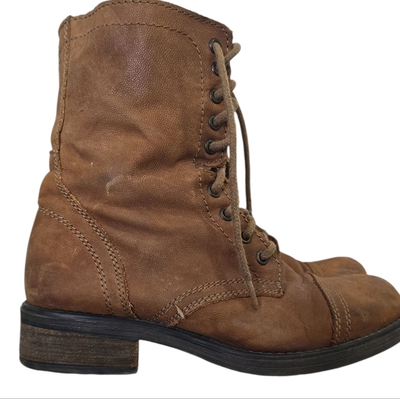 STEVE MADDEN TROOPA 2 Brown Leather Zip Combat Boots Womens Size 8.5 Distressed - Picture 12 of 12